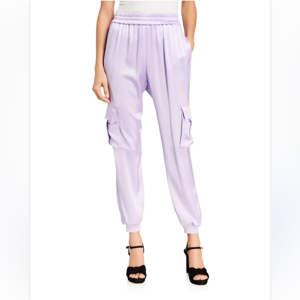 Alice & Olivia Purple Dede Smocked-Waist Cargo Pants